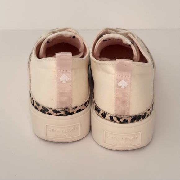 Kate Spade Kaia Cream and Leopard Print Women's Canvas Sneakers size 9.5 - Picture 6 of 11